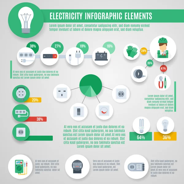 Elektriciteit Infographics Set — Stockvector