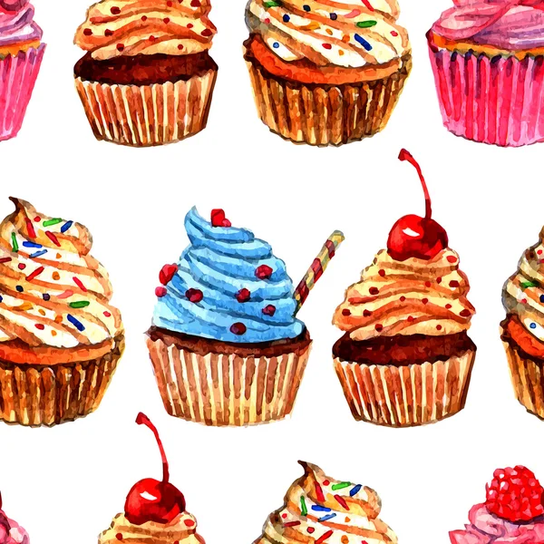 Cupcakes design modello senza soluzione di continuità — Vettoriale Stock