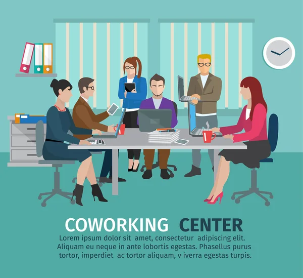 Κέντρο coworking έννοια — Διανυσματικό Αρχείο