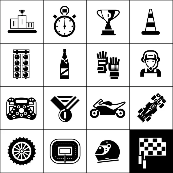 Racing pictogrammen Black — Stockvector