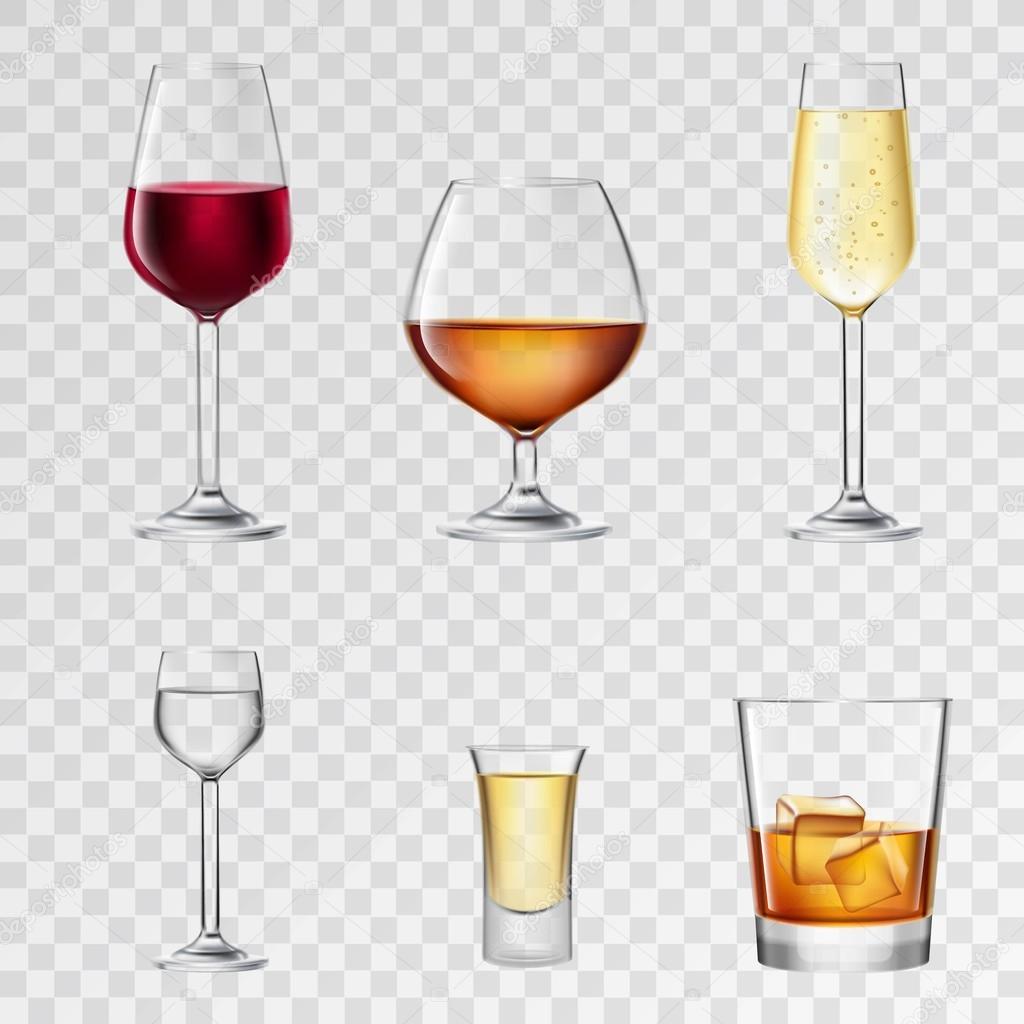 Free Vector  Empty realistic glasses set for different alcohol drinks and  cocktails isolated