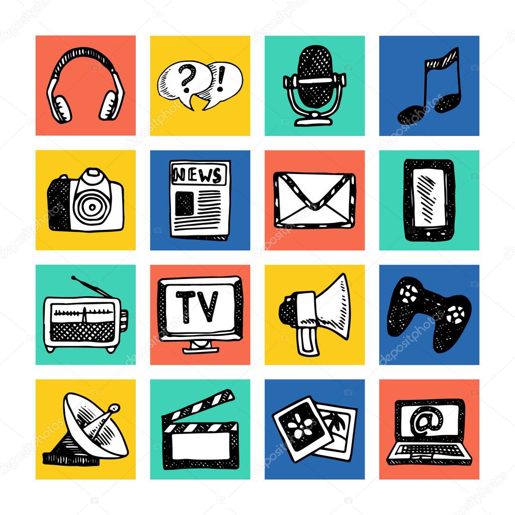 Download Conjunto de iconos multimedia — Vector de stock ...