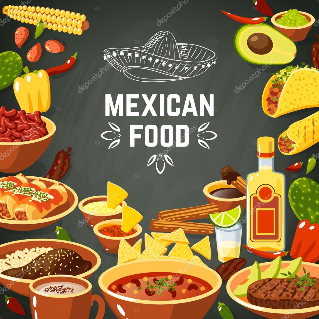 Sombrero mexicano comida imágenes de stock de arte vectorial | Depositphotos