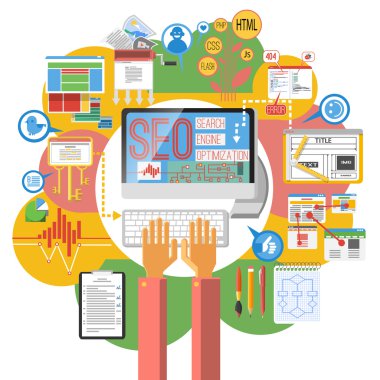 SEO kavramı bilgisayar poster