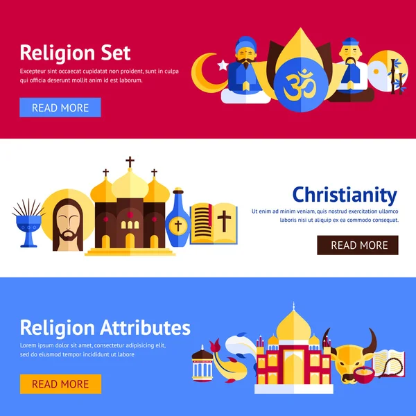 Religione Banner Set — Vettoriale Stock