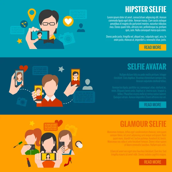 Selfie banner conjunto — Vector de stock