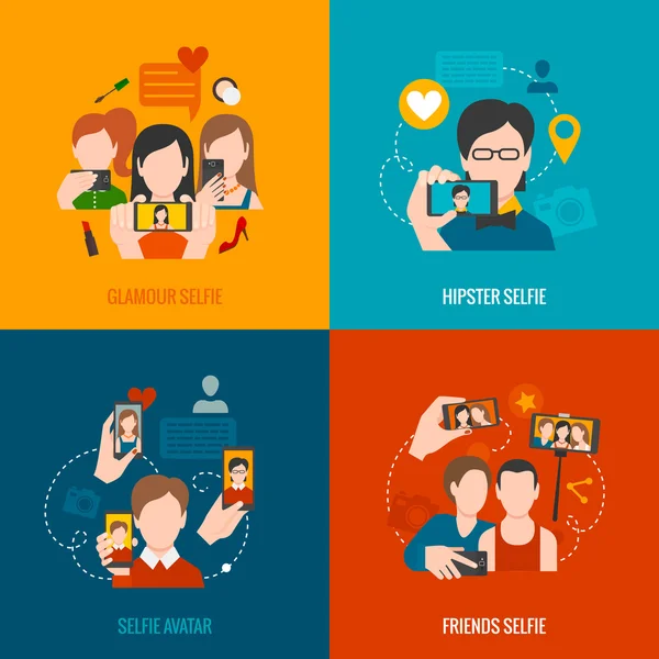 Selfie Set plano — Vector de stock