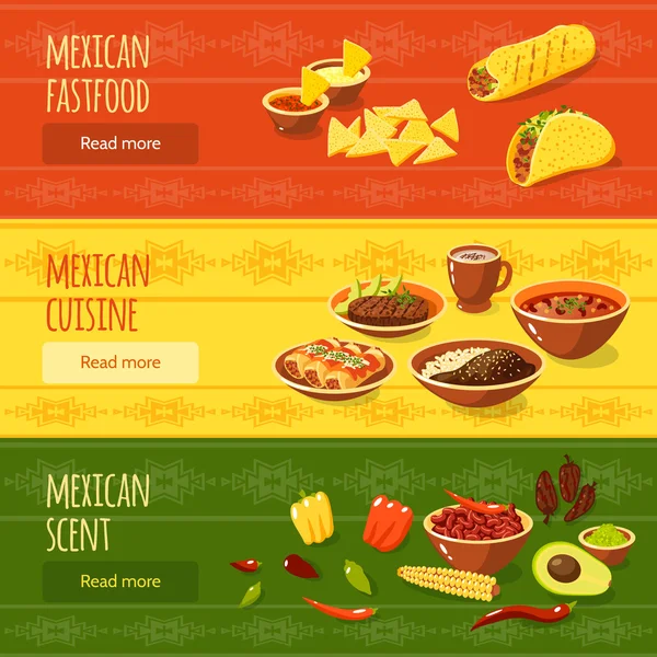 Set di banner alimentari messicani — Vettoriale Stock