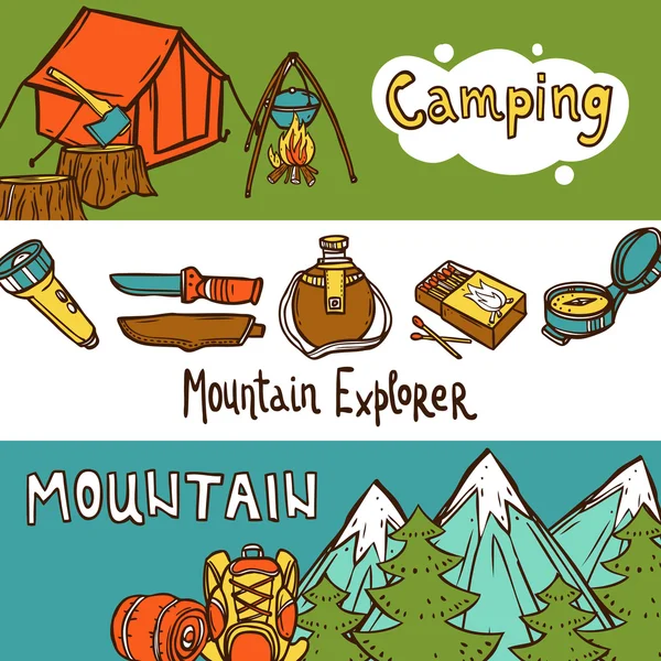 Camping banner horizontal — Stockvektor