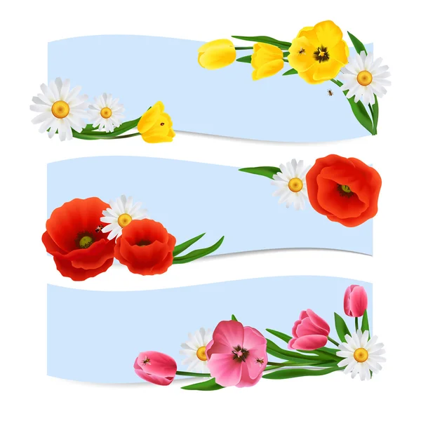 Banners florales horizontales — Vector de stock