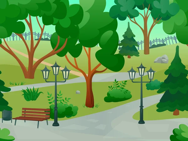 Parque paisagem ilustração — Vetor de Stock