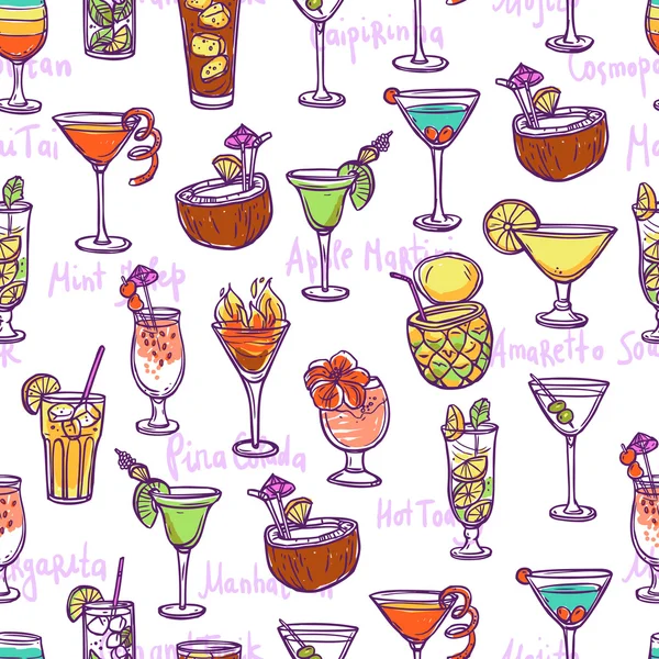 Cocktail Seamless Pattern — Stock Vector