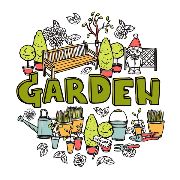 Concepto de diseño de jardinería — Vector de stock