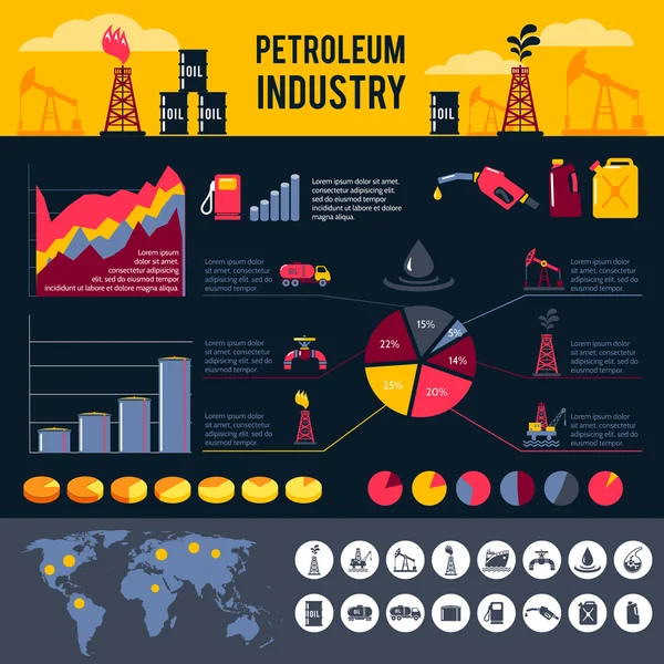Erdöl-Infografik-Set — Stockvektor