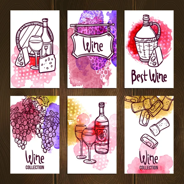 Wine Cards Set — Stock Vector