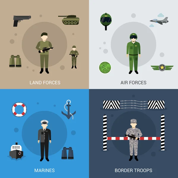 Conjunto plano militar — Vector de stock