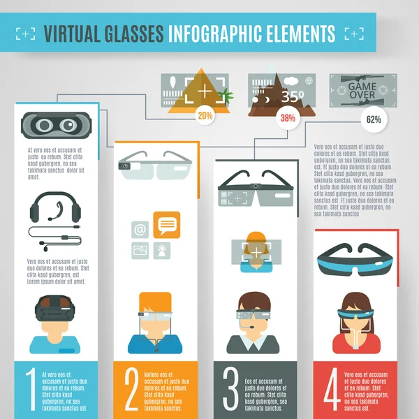 Virtuelle Brille Infografik — Stockvektor