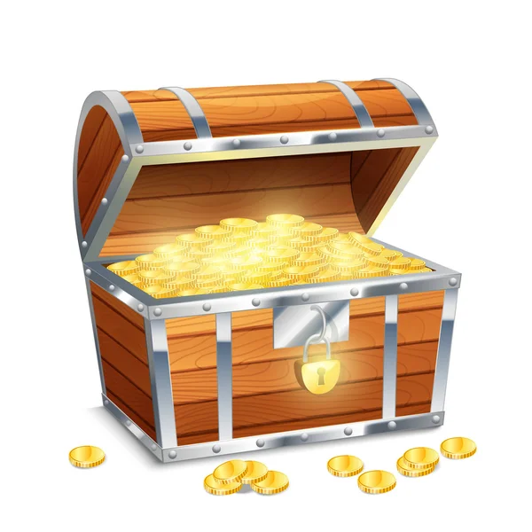 Chest With Coins — Stock Vector