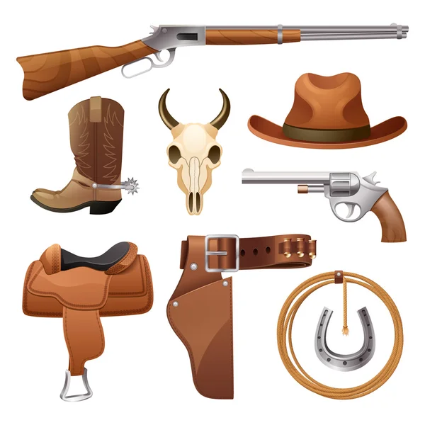 Cowboy elementos conjunto —  Vetores de Stock