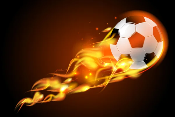 Soccer ball fire on black background — Stock Vector