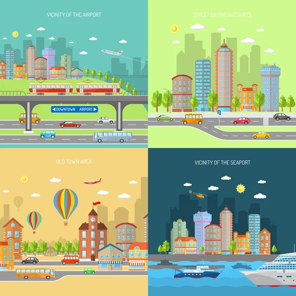 City Transpot Design Concept Set — Stock Illustration City Transpot Design Concept Set Royalty Free Stock Vectors