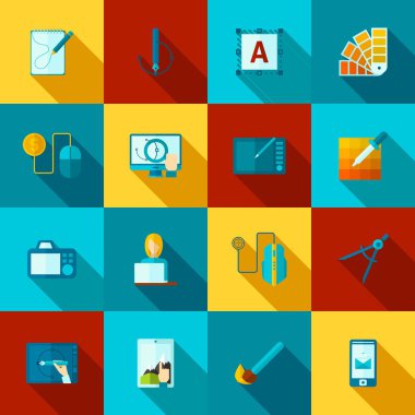 Grafik tasarım düz Icons Set