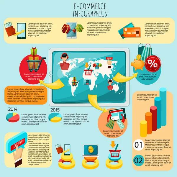 E-ticaret Infographics Set — Stok Vektör