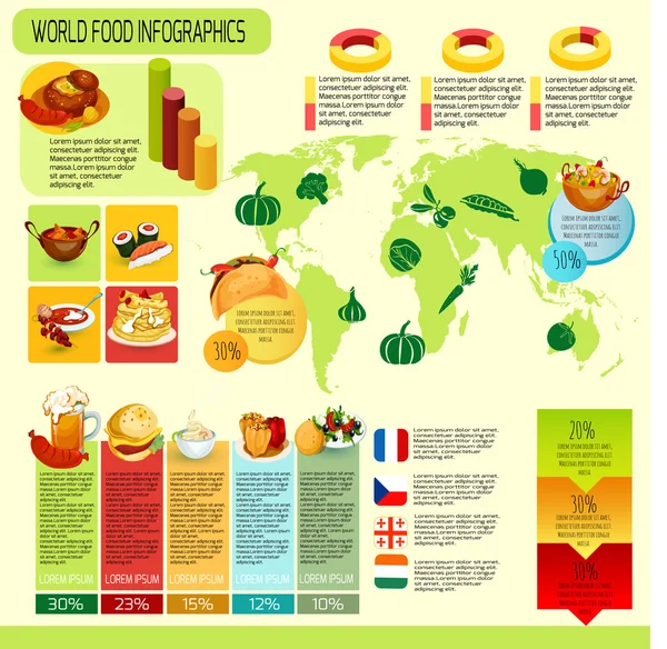 Dünya Gıda Infographics — Stok Vektör