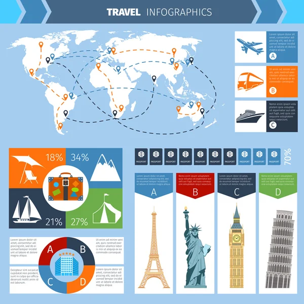 Juego de Infografía de Viaje — Archivo Imágenes Vectoriales