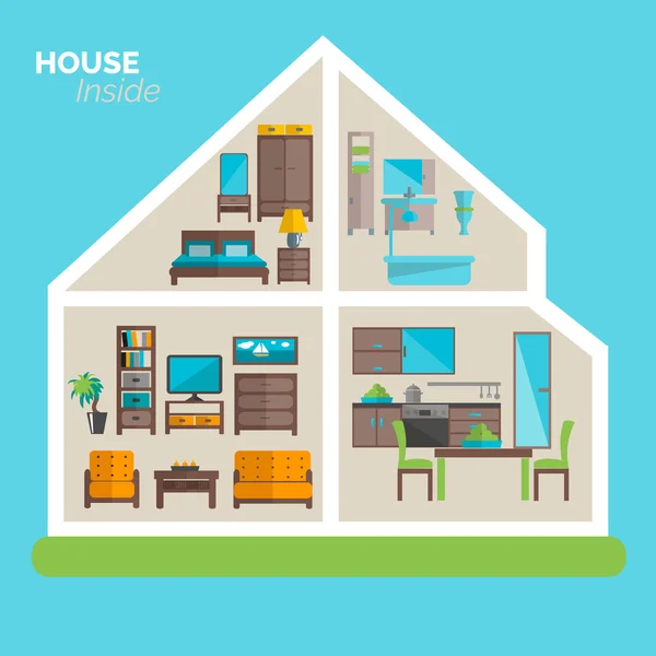 House inside furnishing ideas icon poster — Stock Vector