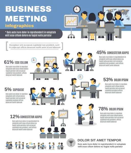 Conjunto de infográficos de reunião — Vetor de Stock