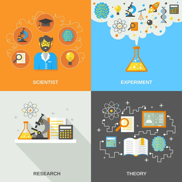 Scienza e ricerca appartamento — Vettoriale Stock