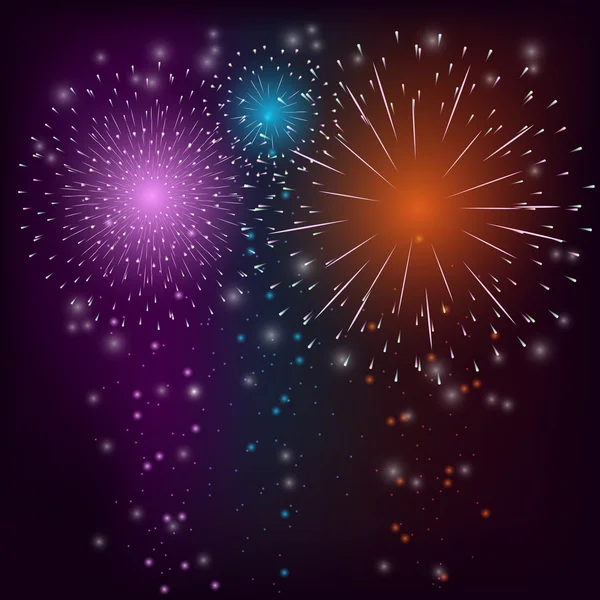 Tűzijáték színes háttérrel — Stock Vector