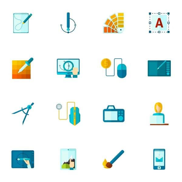 Iconos de diseño gráfico planos — Vector de stock