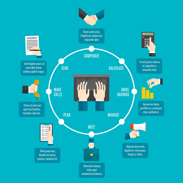 İş eller Infographics — Stok Vektör