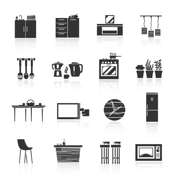 Ensemble d'icônes de meubles de cuisine — Image vectorielle