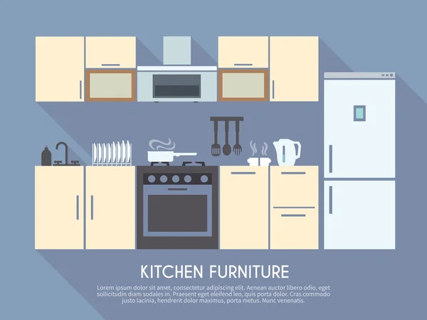 Mutfak mobilya illüstrasyon — Stok Vektör