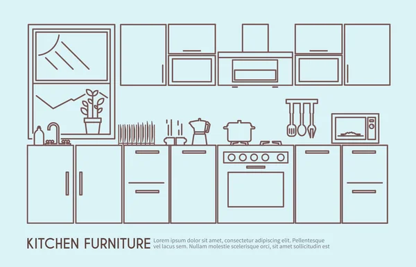 Ilustración de muebles de cocina — Vector de stock