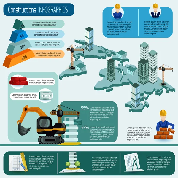 Costruzione Infografica Set — Vettoriale Stock