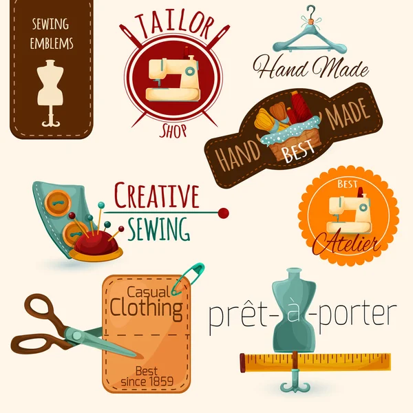 Sewing Emblems Set — Stock Vector