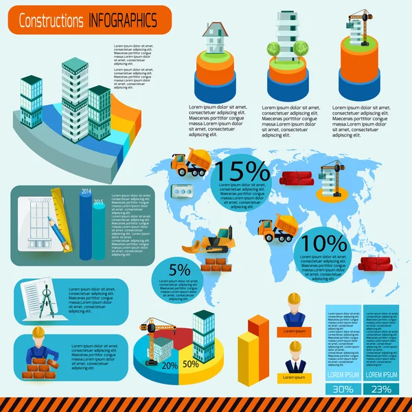 Conjunto de infográficos de construção —  Vetores de Stock