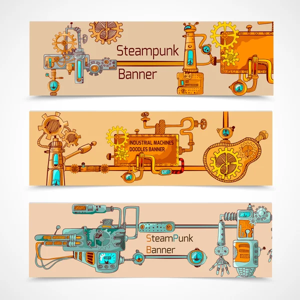 Set de banners Steampunk — Archivo Imágenes Vectoriales