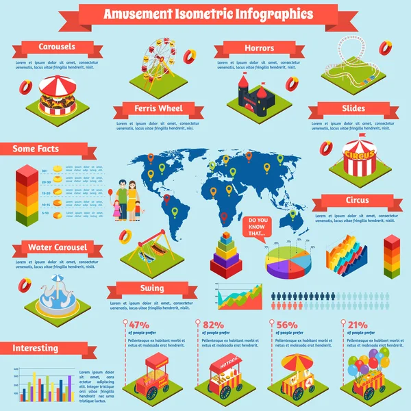 Infographie isométrique d'amusement — Image vectorielle