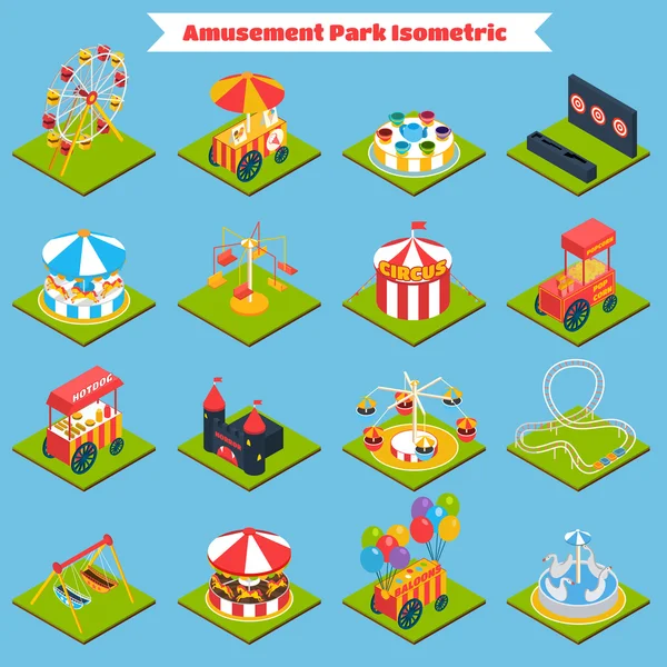 Parque de atracciones Isométrico — Vector de stock