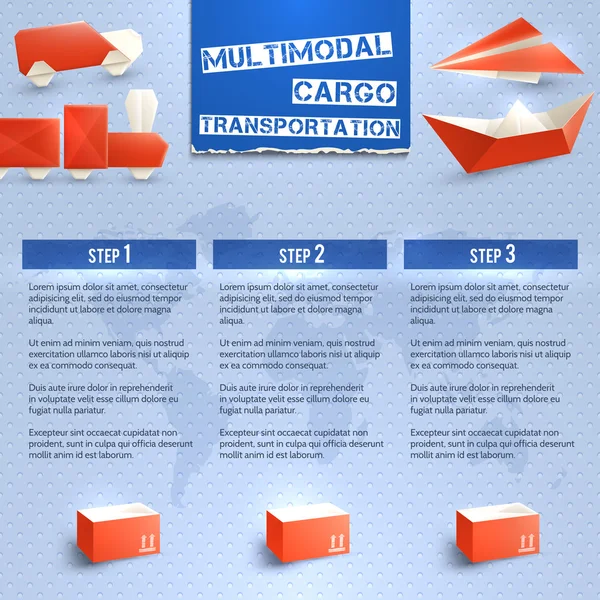 Infografica logistica Origami — Vettoriale Stock