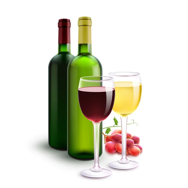 Vins rouges et blancs — Image vectorielle