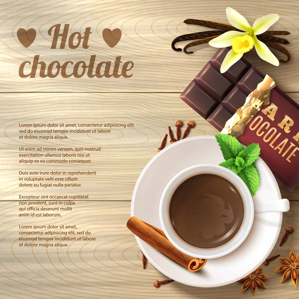 Forró csokoládé háttér — Stock Vector