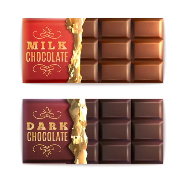 Chocoladerepen set — Stockvector