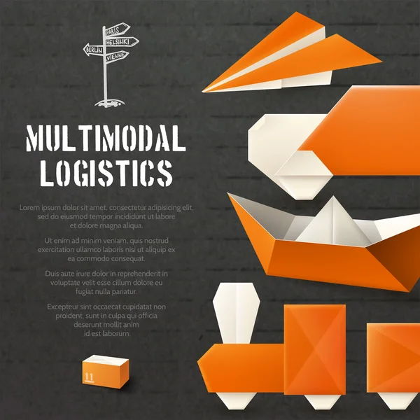 Origami logistischer Hintergrund — Stockvektor