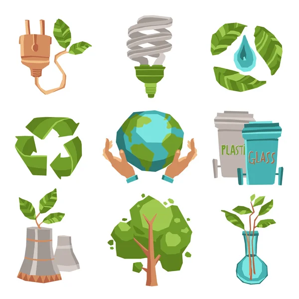 Conjunto de iconos de ecología — Vector de stock